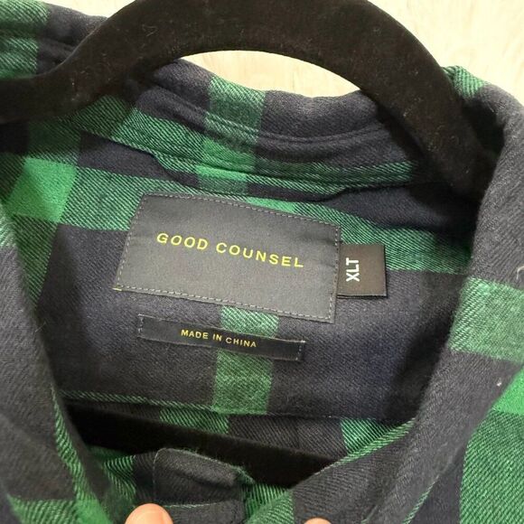 NWT Men Good Counsel Strom Long Sleeve Flannel Shirt in Green Size XLT - Picture 5 of 10